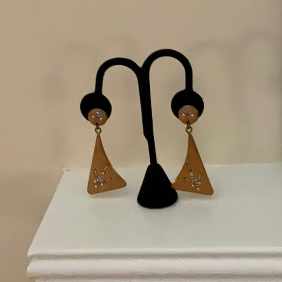 Artisan Crafted Post and Clutch Dangle Earrings With Blue Shiny Stones - Picture 7 of 13